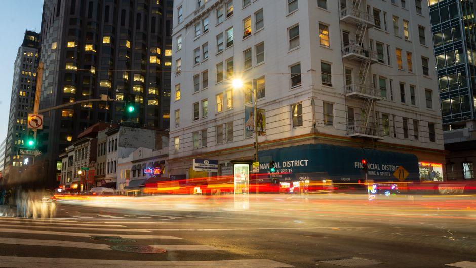 Lights on Street in City